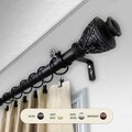 Kd Encimera 1 in. Ron Curtain Rod with 28 to 48 in. Extension, Black KD3714655